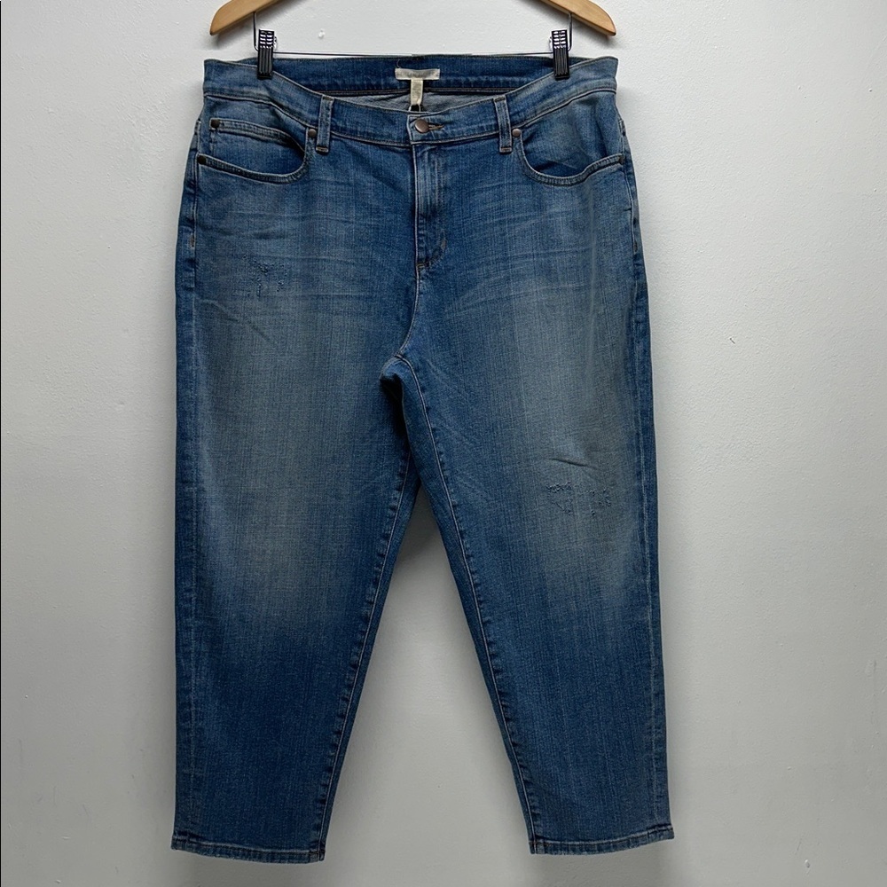 Eileen Fisher Jeans Organic Cotton Stretch Denim Cropped Tapered Pants NWT 14